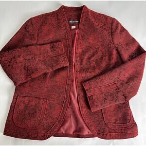 Vintage Coldwater Creek Size Medium Red Tapestry Jacket Blazer Brocade Paisley